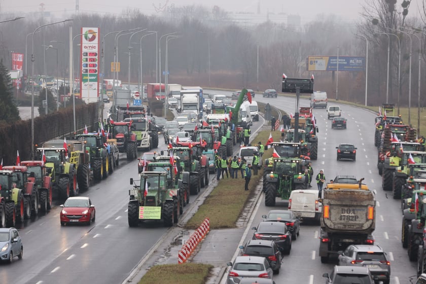Strajk rolników przy al. Sobieskiego
