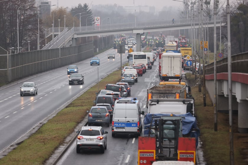 Strajk rolników przy al. Sobieskiego