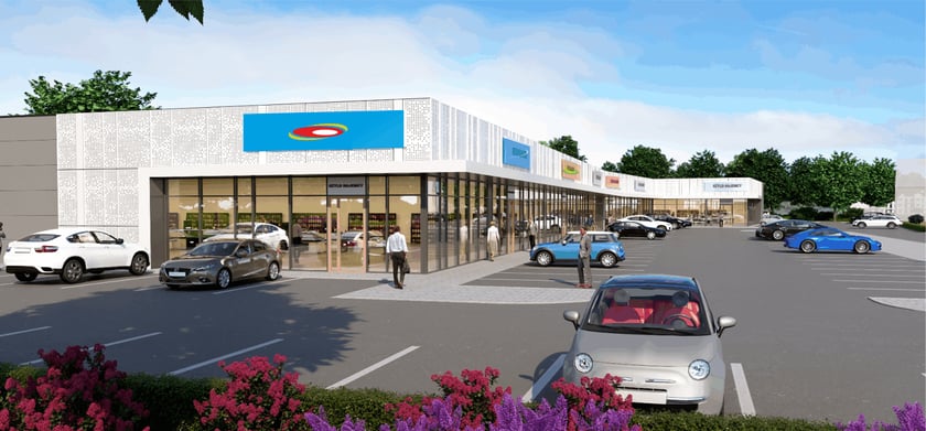 Wizualizacja nowego centrum handlowego przy ul. Średzkiej na osiedlu Leśnica
