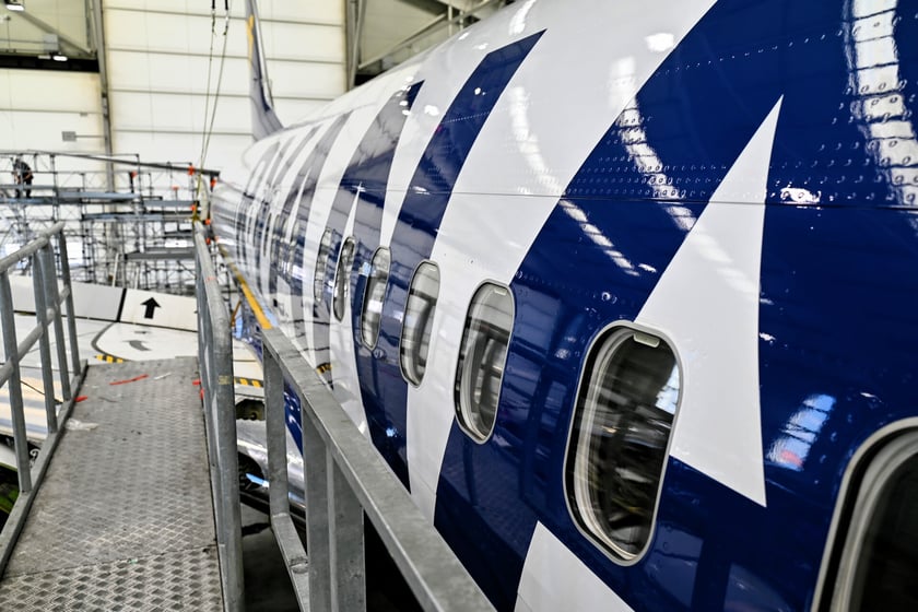 Wroclaw Aircraft Maintenance Services, w skrócie WAMS, czyli wrocławska baza serwisowa Ryanaira. Zdjęcie z 2023 roku