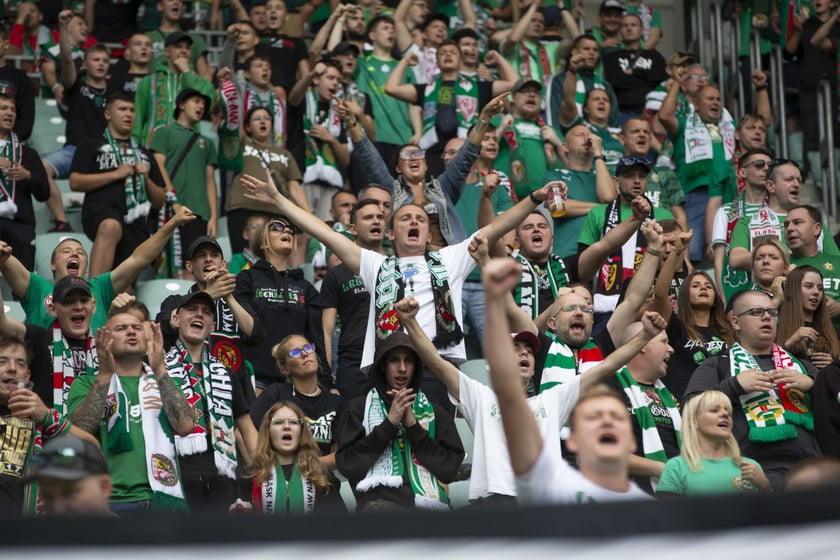 Kibice na meczu Śląsk - Lechia