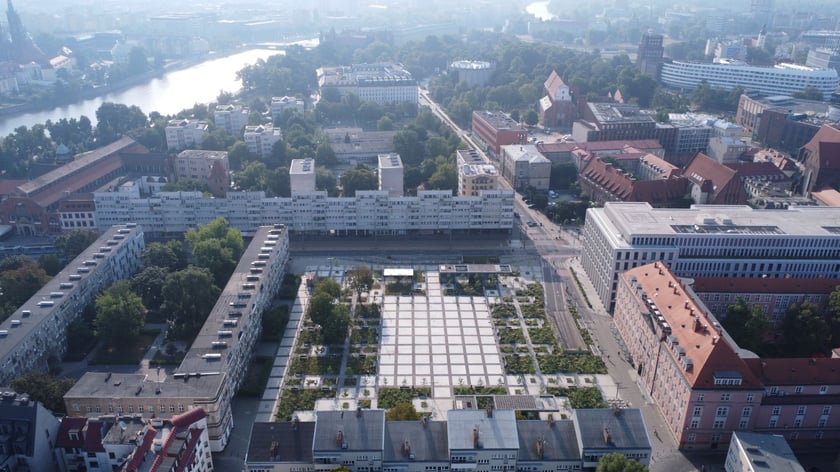 Plac Nowy Targ po zakończeniu prac związanych z zazielenianiem