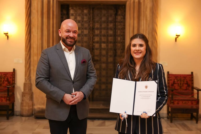 Uroczystość wręczenia dyplomów laureatom Studenckiego Programu Stypendialnego. Wrocław, 21 lutego 2024