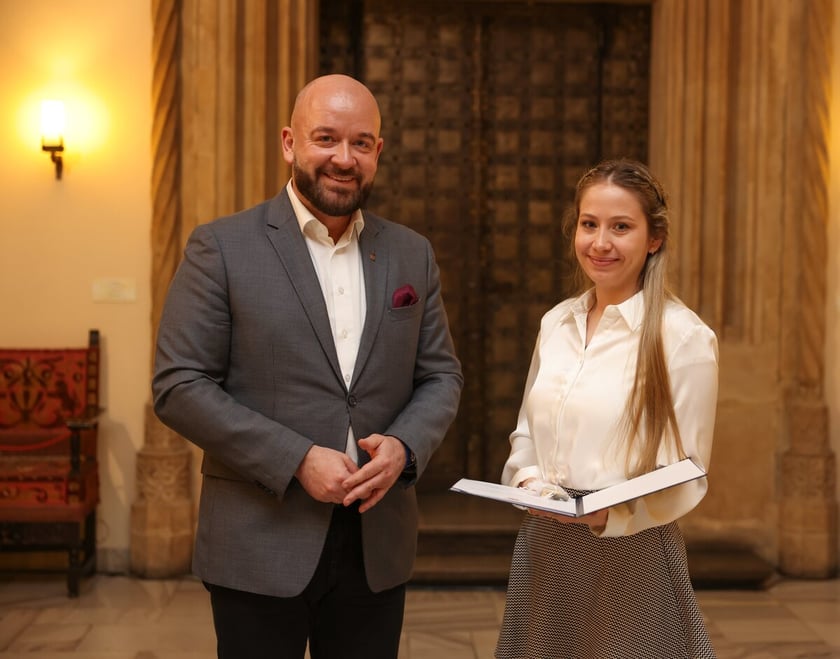 Uroczystość wręczenia dyplomów laureatom Studenckiego Programu Stypendialnego. Wrocław, 21 lutego 2024