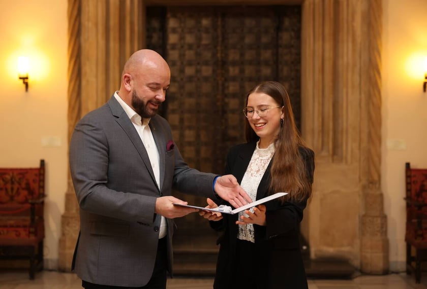 Uroczystość wręczenia dyplomów laureatom Studenckiego Programu Stypendialnego. Wrocław, 21 lutego 2024