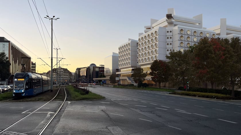 Zespół hotelowo-usługowy - wizualizacja według projektu Jadwigi Grabowskiej-Hawrylak i Krzysztofa Sąsiadka