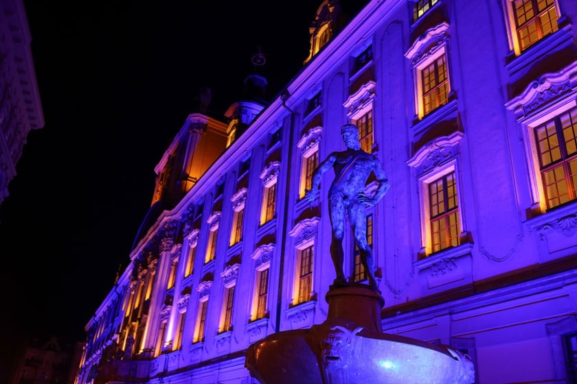 Najbardziej widowiskowym momentem tegorocznego jubileuszu będzie rozświetlenie na niebiesko gmachu głównego Uniwersytetu i sąsiadującego z nim mostu Uniwersyteckiego.