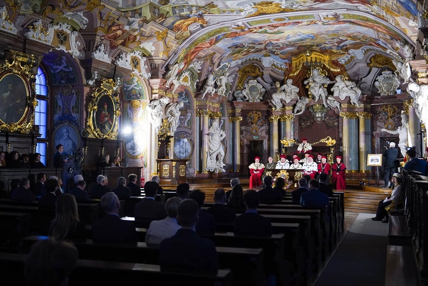 Uroczystość wręczania stypendiów doktorantom – laureatom Studenckiego Programu Stypendialnego w Auli Leopoldina.