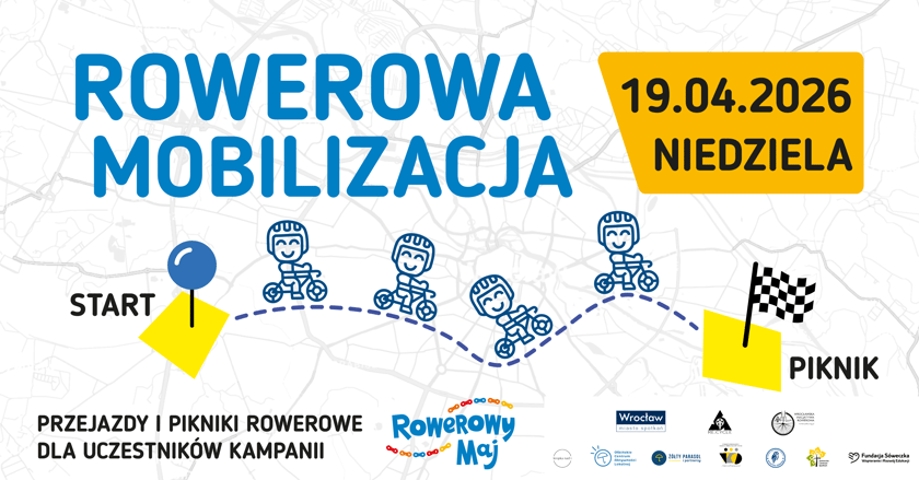 „Rowerowa Mobilizacja”. W niedzielę  (19.04) aż w trzech miejscach Wrocławia na trasy wyruszą rowerzyści ze szkół i przedszkoli- plakaty tras