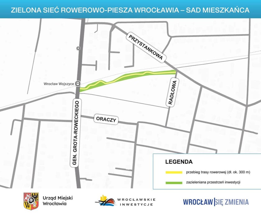 <p>teren przyszzłej ścieżki rowerowej otoczonej sadem - mapa</p>