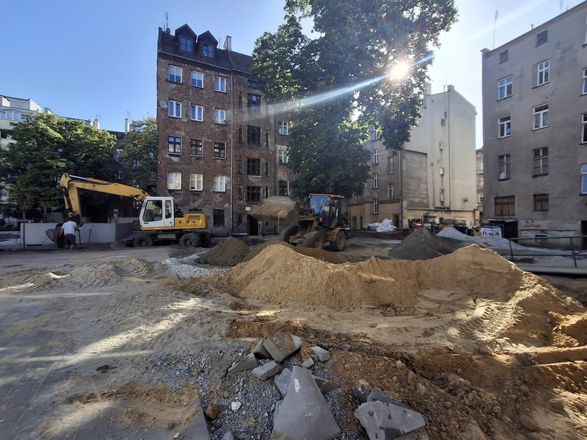 Prace remontowe w ramach II etapu rewitalizacji Podwórka im. Wszystkich Mieszkańców.