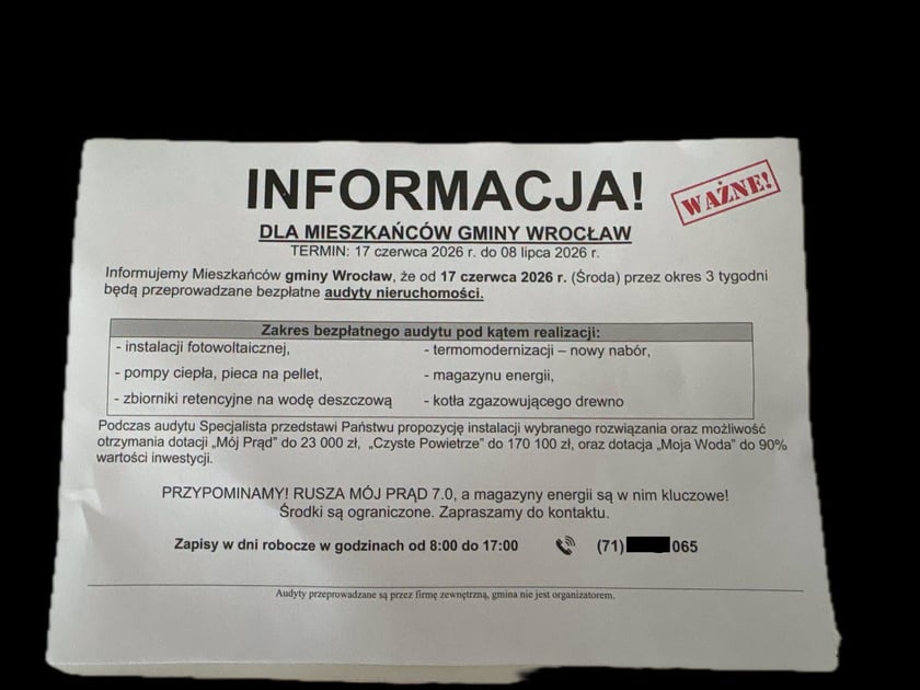 Ulotka, która pojawiła się w skrzynkach pocztowych Wrocławian