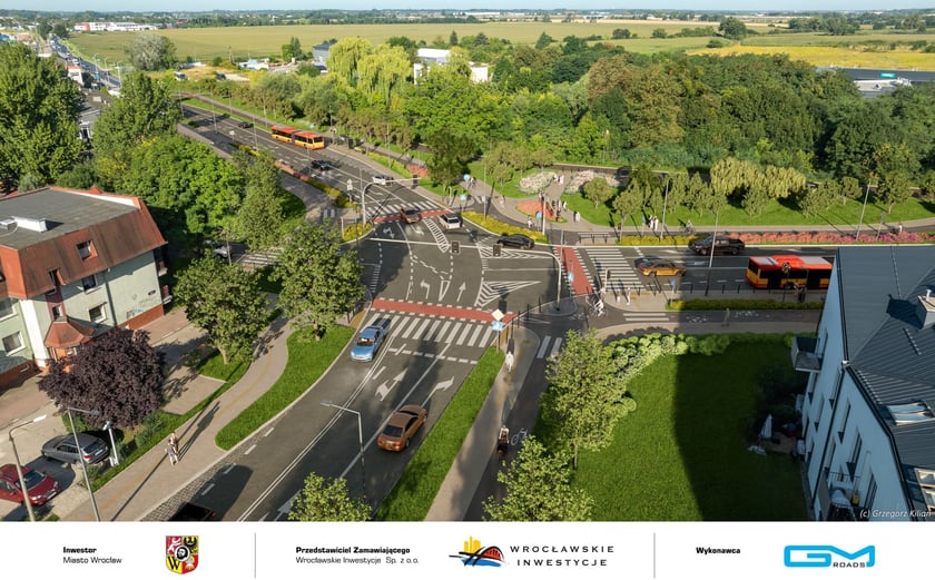 Wizualizacja przedstawia, jak będzie wyglądać skrzyżowanie Awicenny-Wiejska-Mokronoska po przebudowie