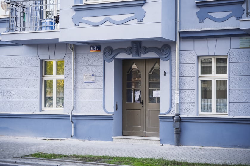 Elewacja kamienicy przy ul. Kurkowej 61-63.