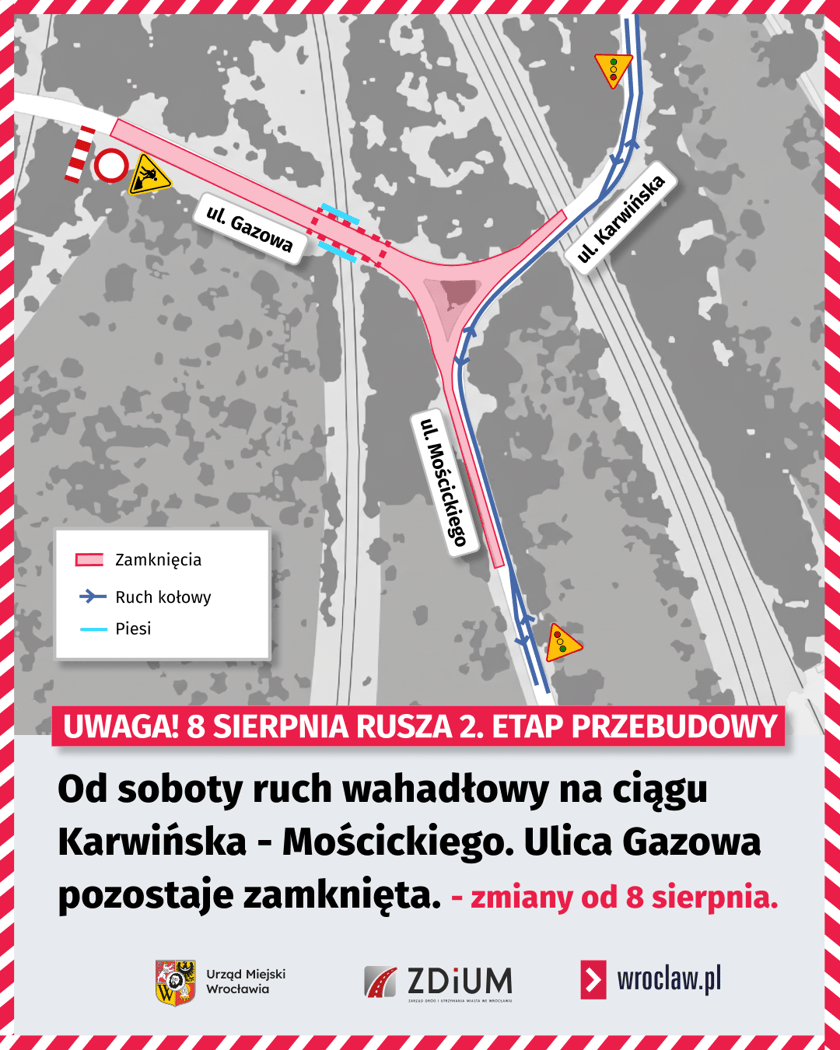 Mapa z zaznaczonymi zmianami od 8 sierpnia