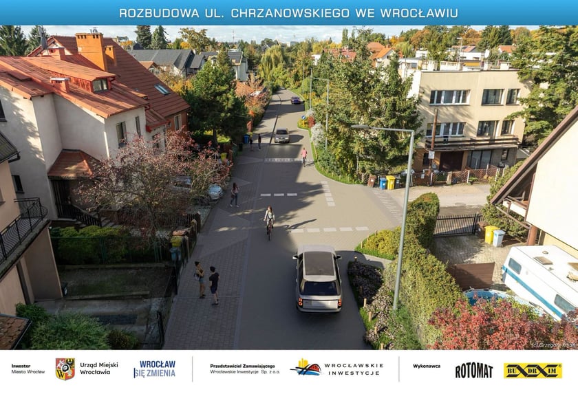 Wizualizacja ul. Chrzanowskiego po przebudowie.