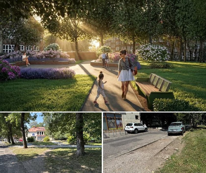Wizualizacje i zdjęcia Skweru Karaimskiego na Sępolnie.