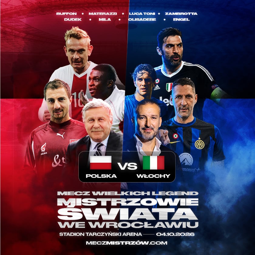 Plakat meczu Polska - Włochy na Tarczyński Arenie