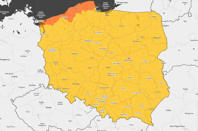 <p>Mapa ostrzeżeń pogodowych przed silnym wiatrem w dniu 20.09.2026 obejmuje cały kraj.</p>
