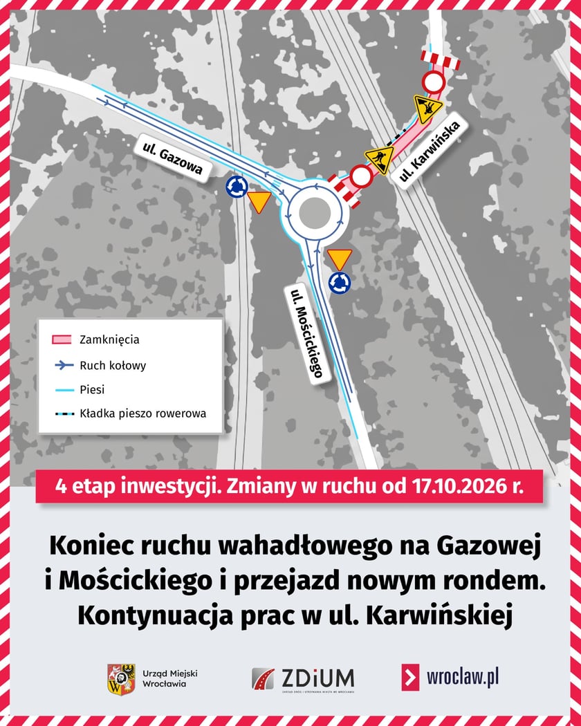 Mapa przedstawia organizację ruchu obowiązująca od 17 października