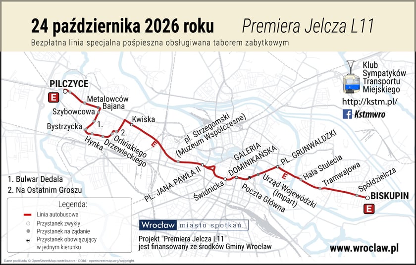 Trasa przejazdu okolicznościowej linii autobusowej