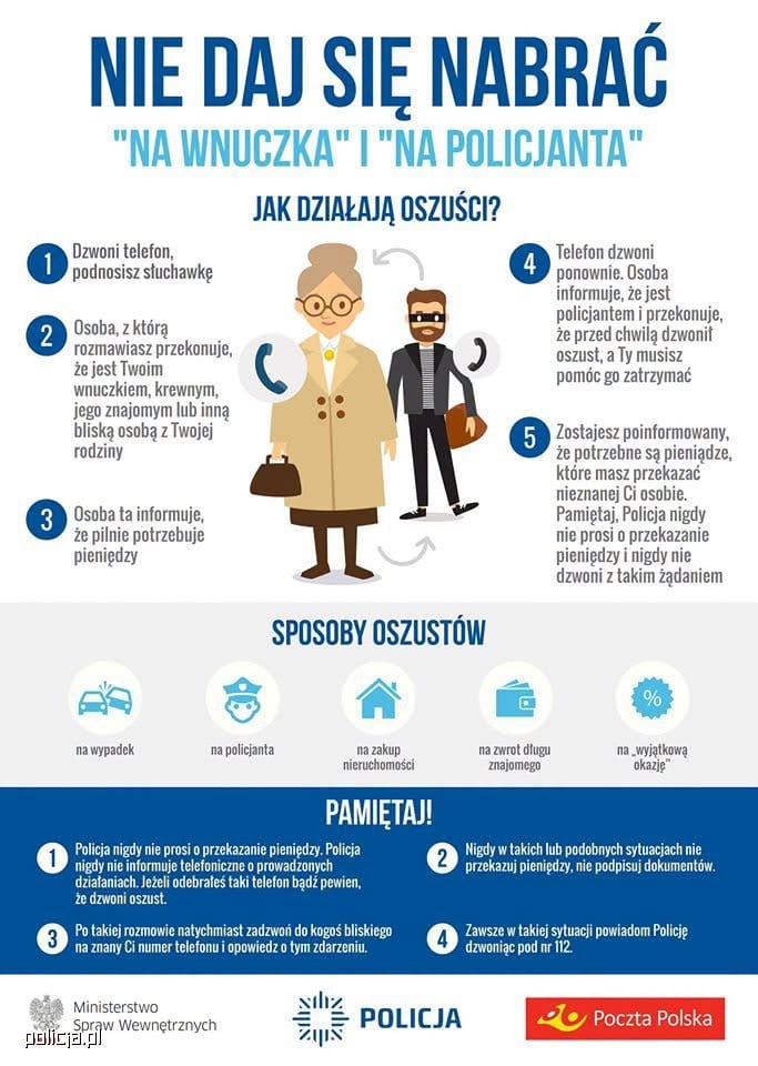 Grafika ostrzegająca przed oszustami