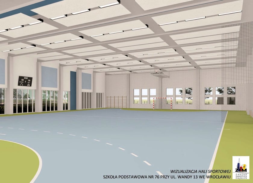 Wizualizacja bloku sportowego przy szkole SP 76