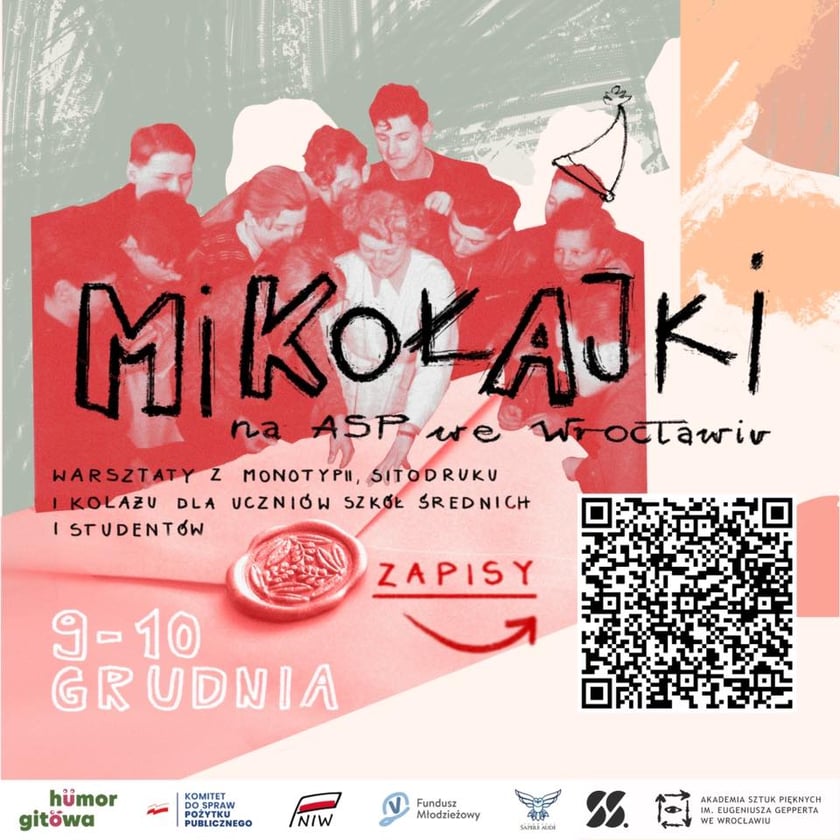 <p>Grafika informacyjna z napisem: Mikołajki na ASP we Wrocławiu</p>