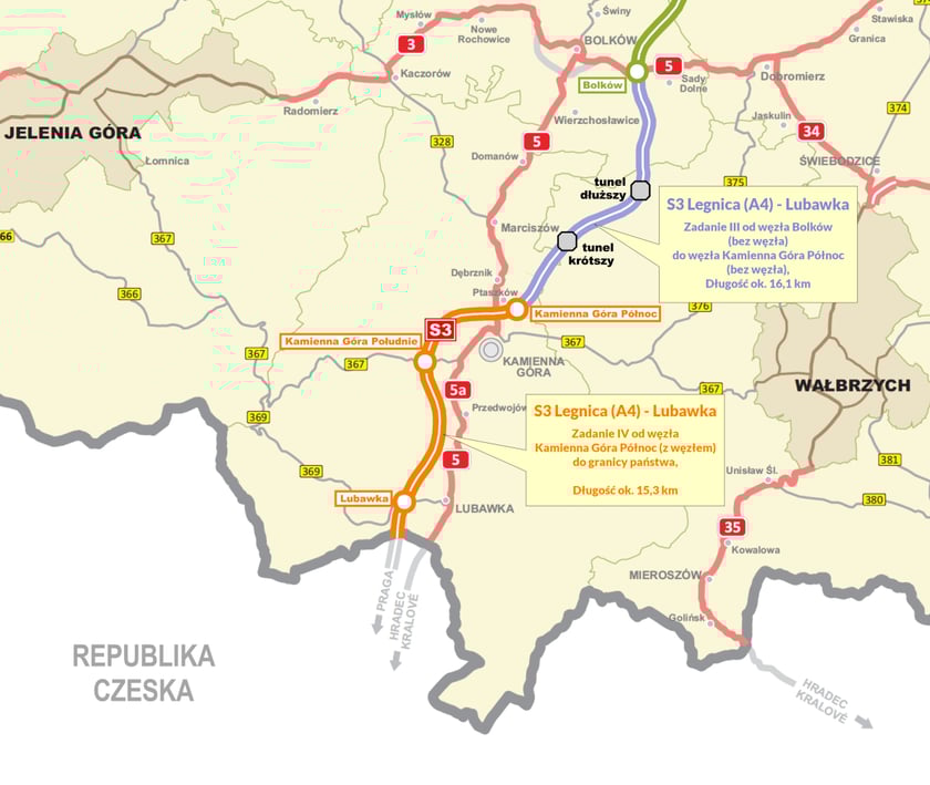 Budowa drogi S3 na Dolnym Śląsku. Odcinek Bolków - Kamienna Góra