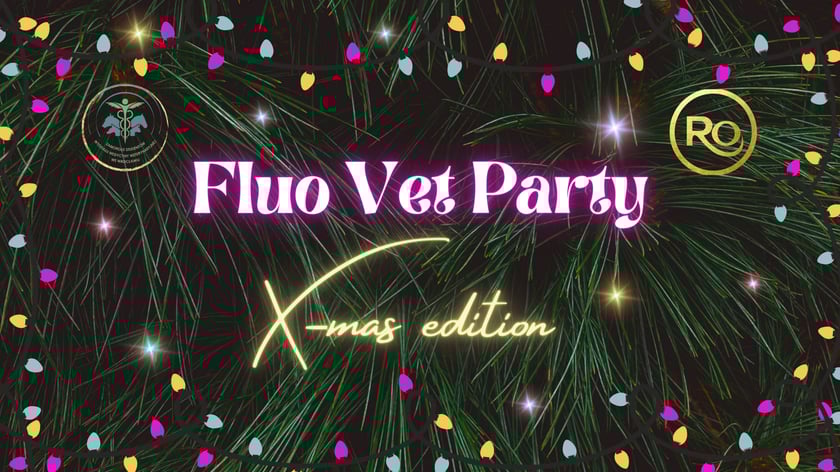 <p>Grafika informacyjna z napisem: Fluo Vet Party X-mas edition</p>