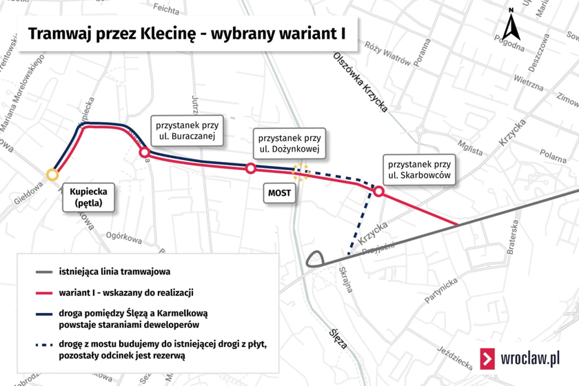 Mapa prezentuje wybrany wariant trasy.