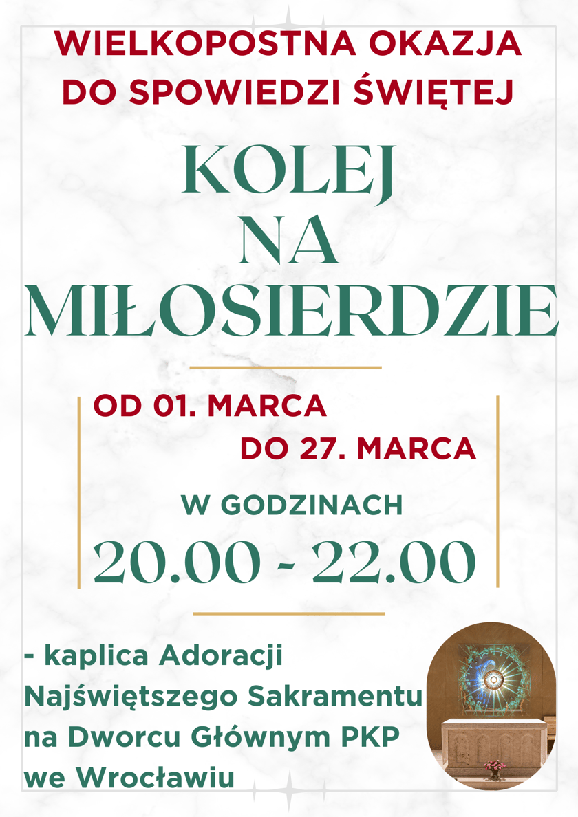 Plakat z informacjami o spowiedzi na dworcu