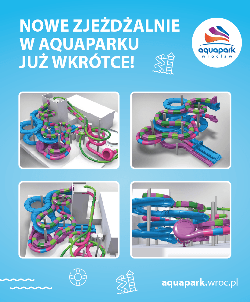 Nowe zjeżdżalnie w aquaparku przy ul. Borowskiej - wizualizacje