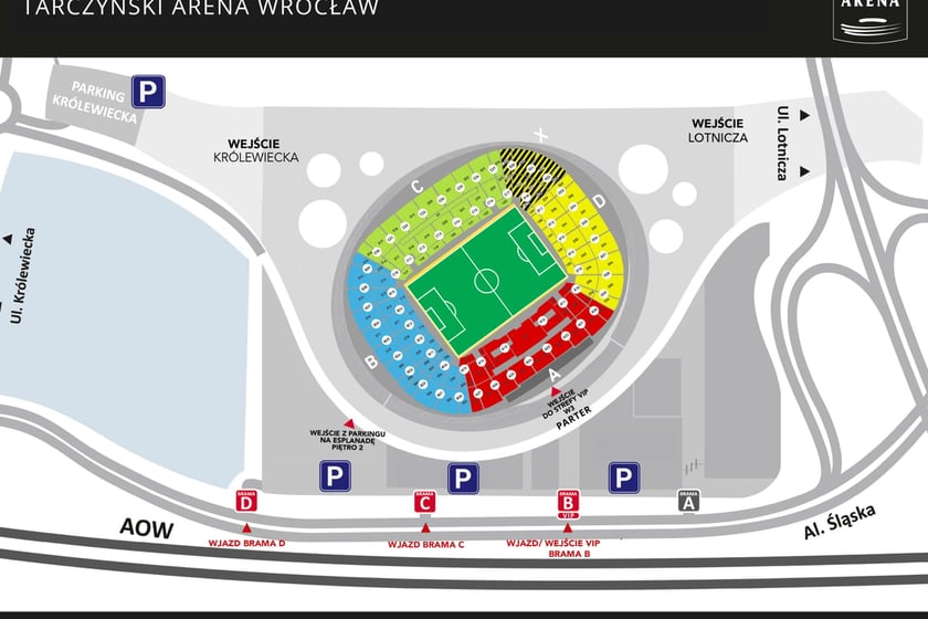 <p>Parkingi na terenie Tarczyński Arena.</p>
