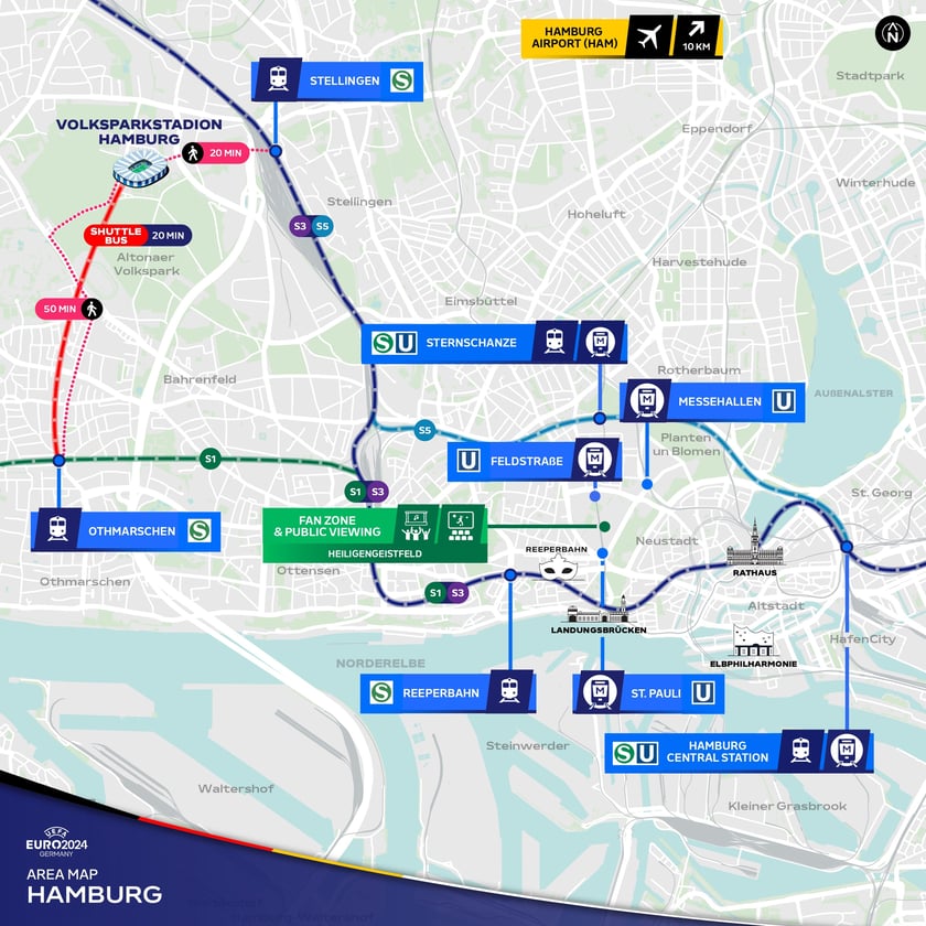 Asystent Kibica na Euro 2024 - mapa Hamburga, gdzie zagramy z Holandią
