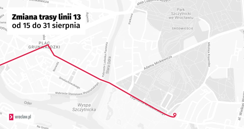 Tymczasowa trasa linii 13