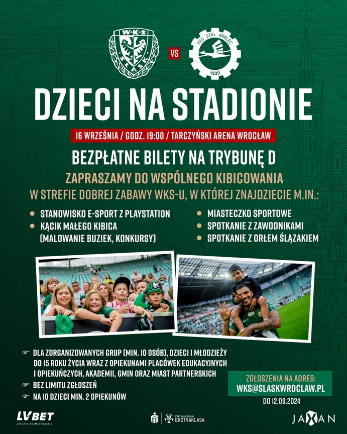 „Dzieci na stadionie” - specjalna akcja Śląska na domowy mecz ze Stalą Mielec