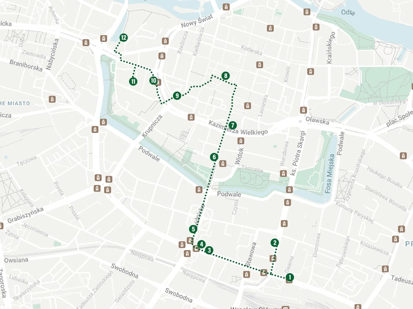 Mapka spaceru sentymentalnego wg pomysłu Damiana Kanclerskiego