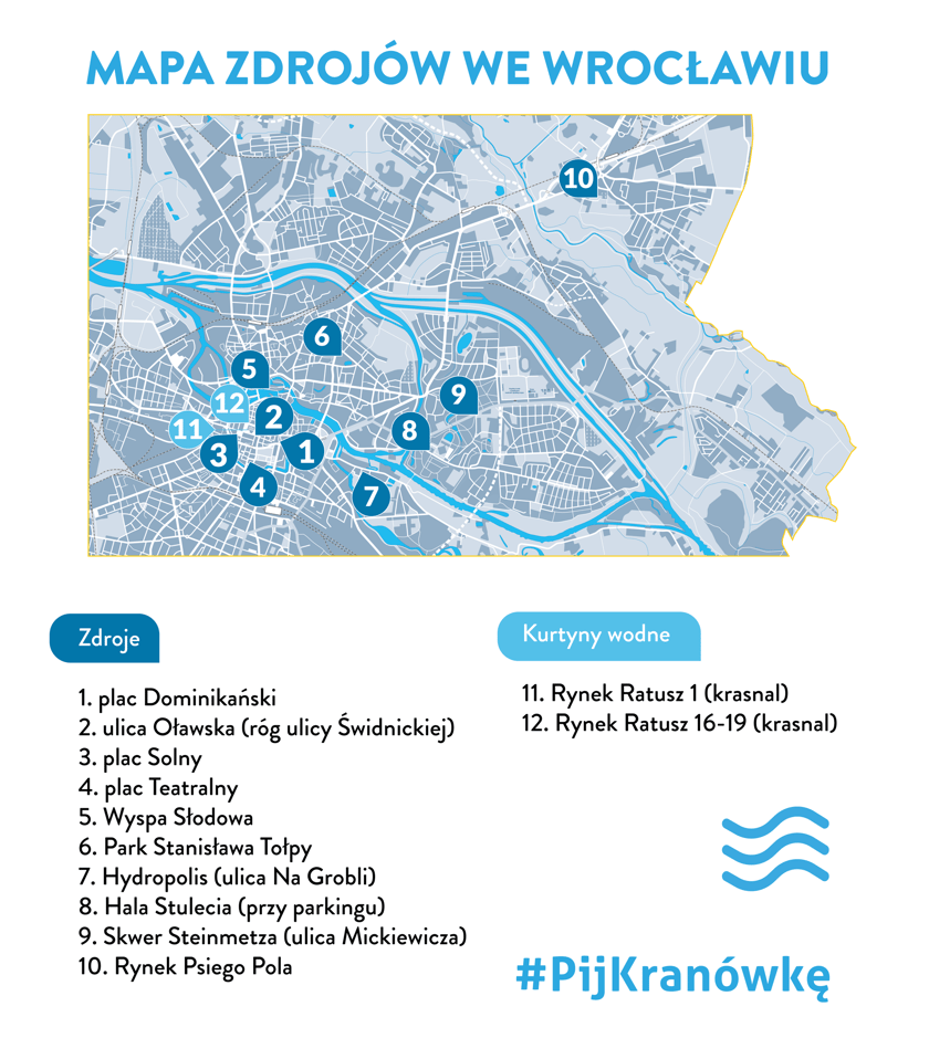 Mapa poidełek i kurtyn wodnych we Wrocławiu