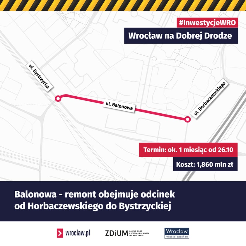 <p>Mapa z zaznaczoną ul. Balonową</p>