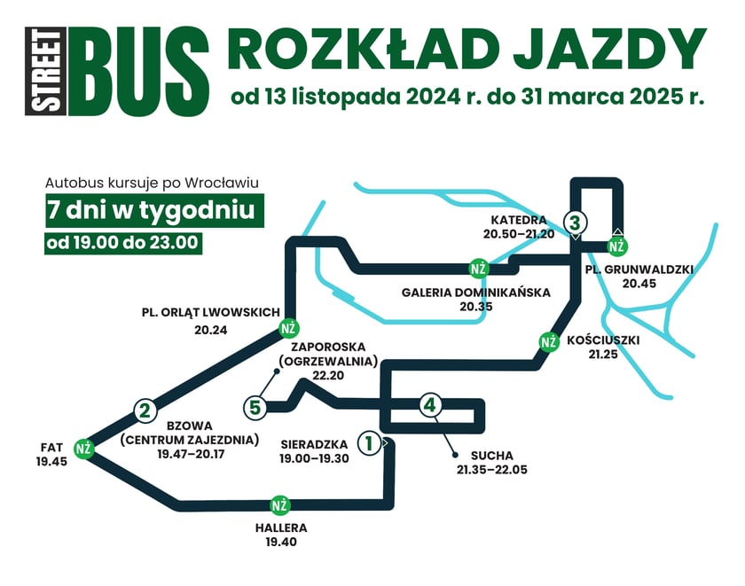 Mapa trasy Streetbusa