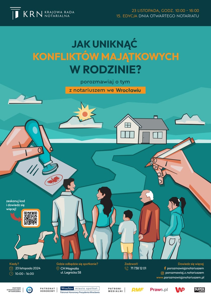 Plakat zapowiadający Dzień Otwarty Notariatu