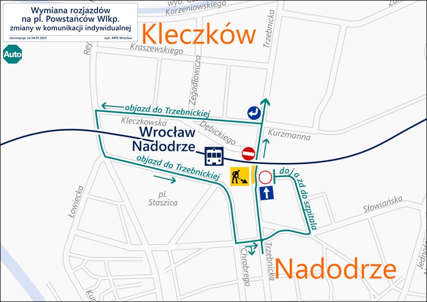 Remont na placu Powstańców Wielkopolskich. Zmiany dla pasażerów i kierowców