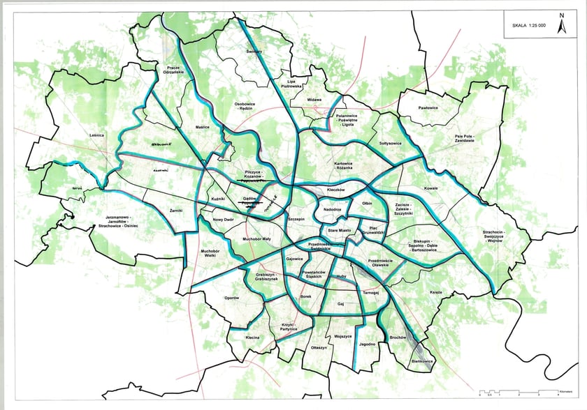 Propozycja nowych granic osiedli we Wrocławiu, mapa