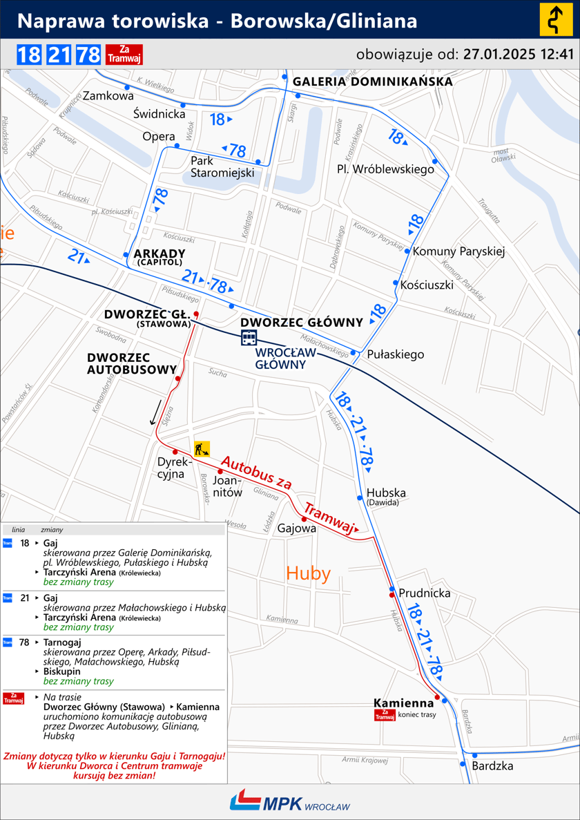 Remont torowiska na skrzyżowaniu Borowskiej i Glinianej