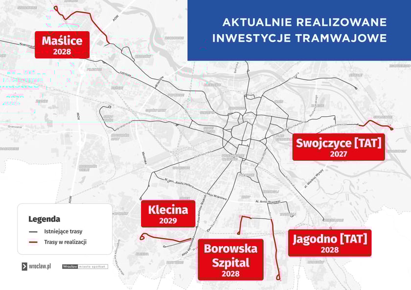 Aktualnie realizowane inwestycje tramwajowe