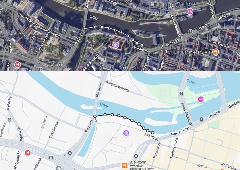 <p>mapka fragmentyu nabrzeża, na kt&oacute;rym 22 marca odbędzie się wrocławska odslona projektu Sektor 33</p>