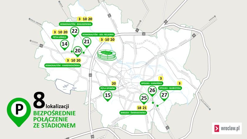 Parkingi P&R z przesiadką do tramwajów na stadion