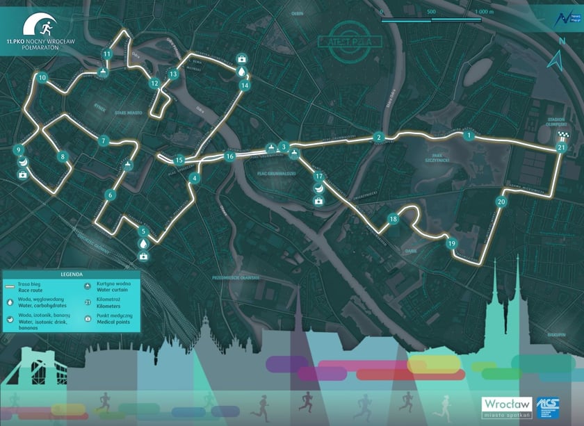 Trasa półmaratonu nocnego
