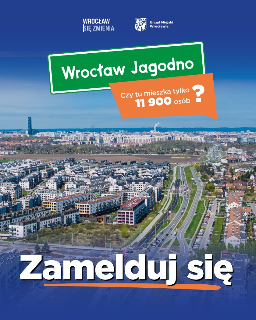 Tablica informacyjna akcji "Zamelduj się we Wrocławiu"